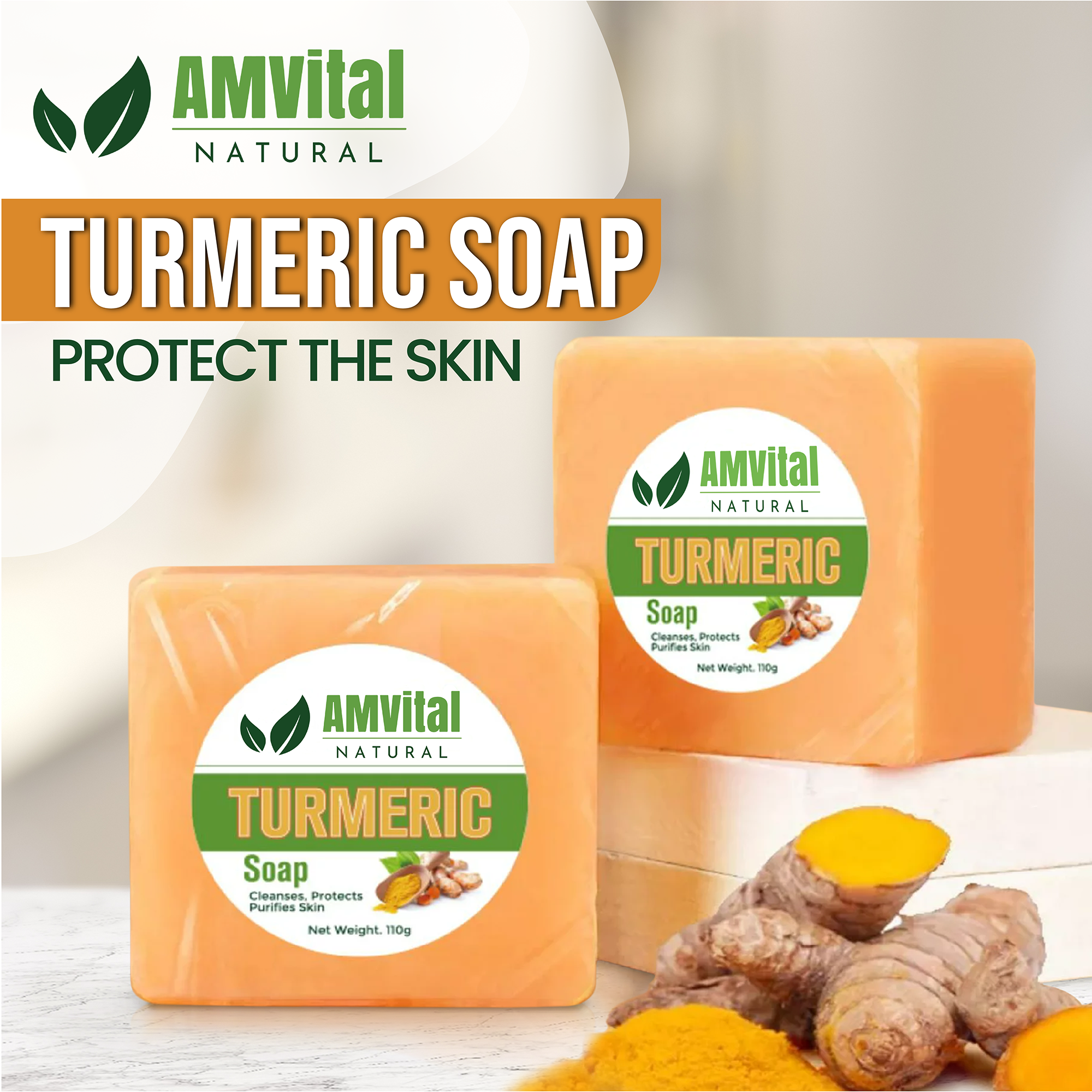 AMVital Turmeric Soap Bar for Face & Body