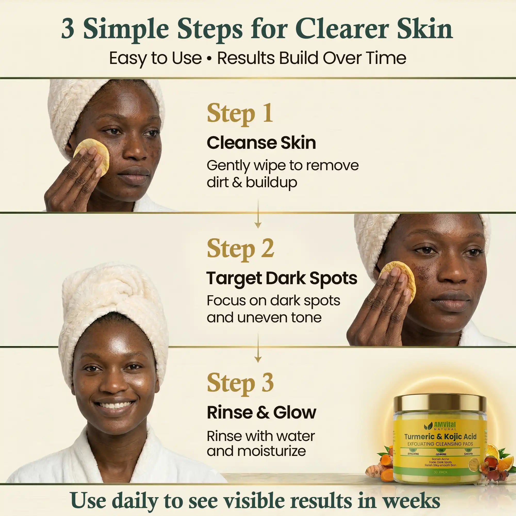 AMVital Turmeric Kojic Acid Cleansing Pads